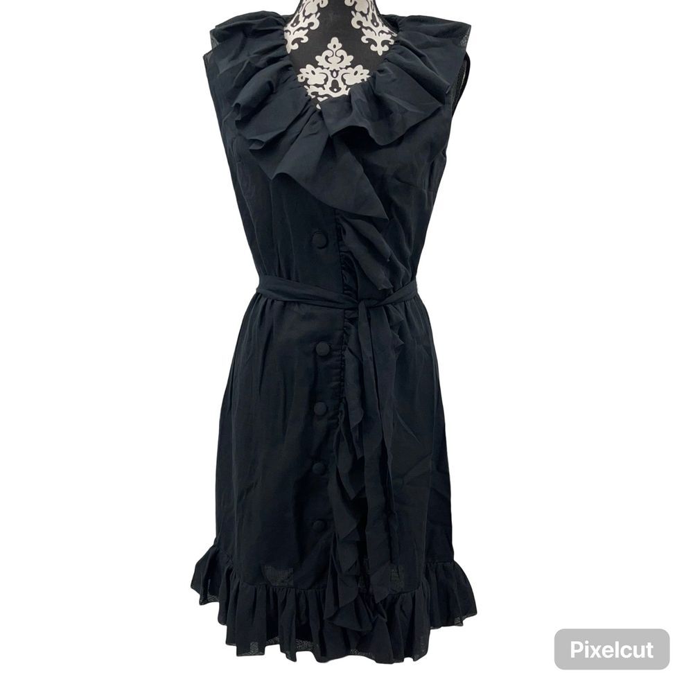VINTAGE 1960s 70s LESLIE FAY UNION MADE BLACK DRESS